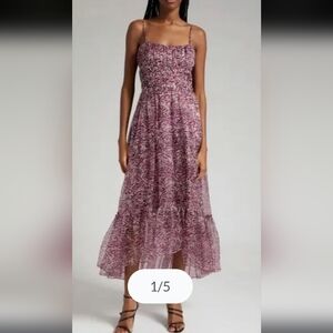 Cinq à Sept Daria Purple Patterned Maxi Dress Size 2 100% Silk NWOT
